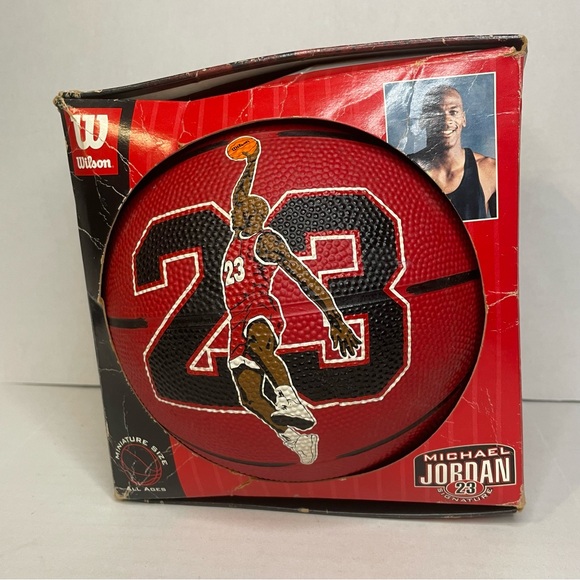 Vintage Wilson Michael Jordan Mini Basketball Chicago Bulls #23 Red/Black 90s - Picture 1 of 7